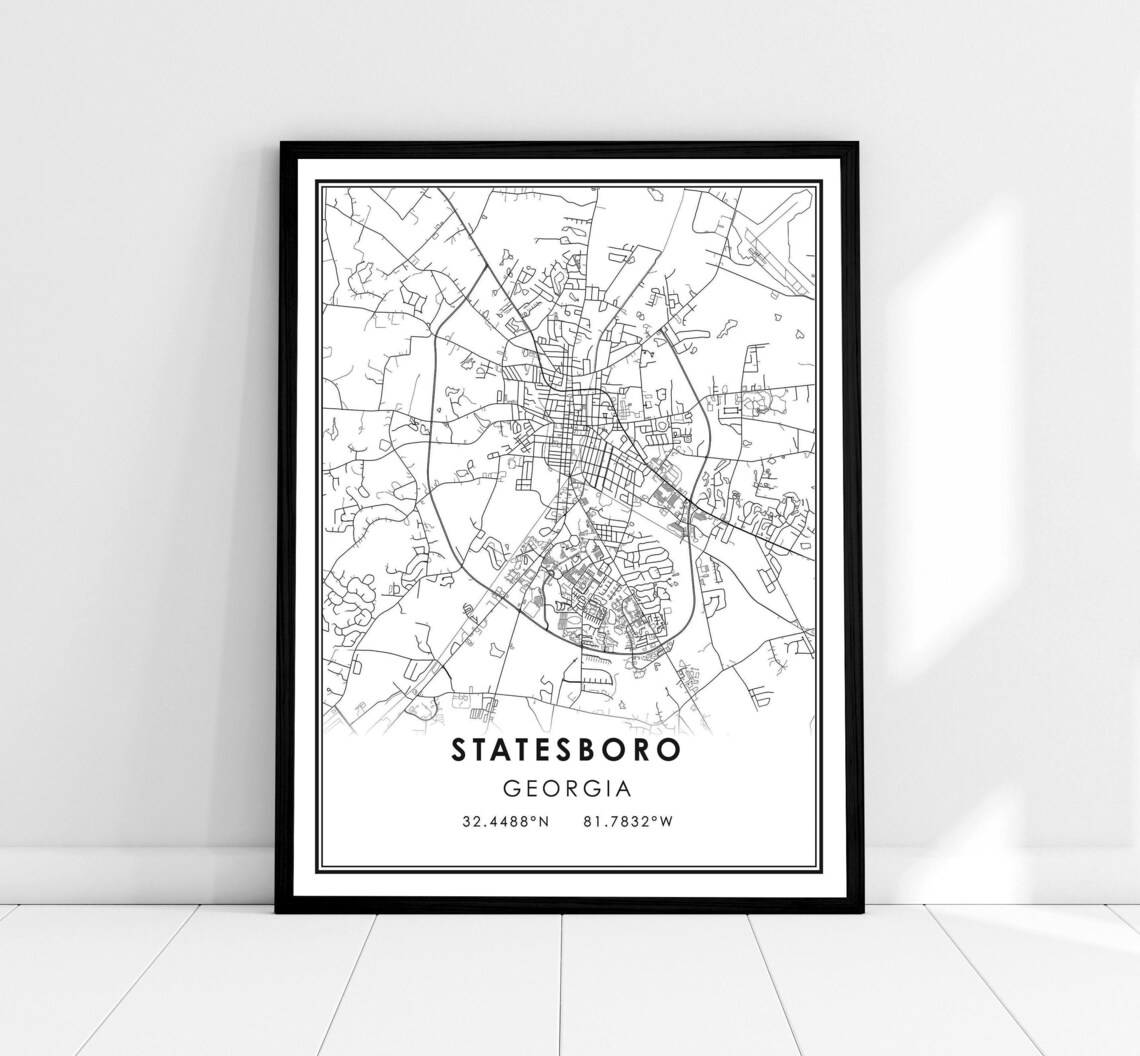 Statesboro Map Print, Georgia City Travel Poster