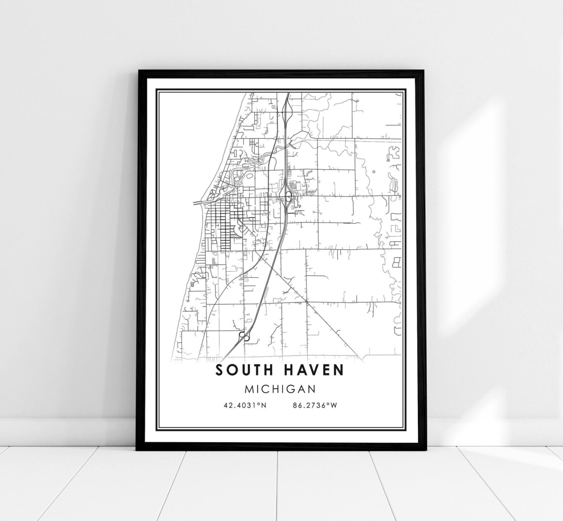 South Map Print Poster, Michigan City Travel Map