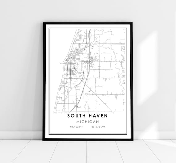 South Map Print Poster, Michigan City Travel Map