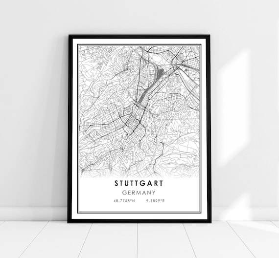 Stuttgart Map Print, Germany City Travel Poster