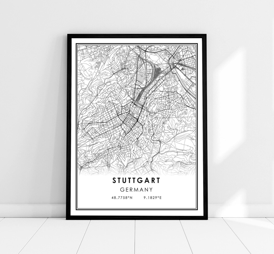 Stuttgart Map Print, Germany City Travel Poster