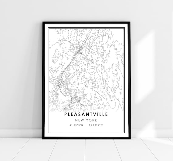 Pleasantville New York Minimalist City Map Line Art Decor Poster