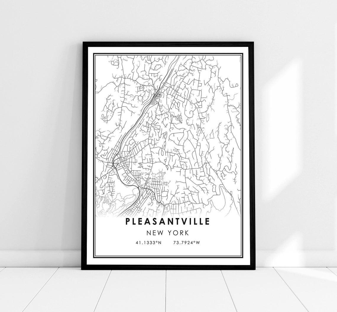 Pleasantville New York Minimalist City Map Line Art Decor Poster
