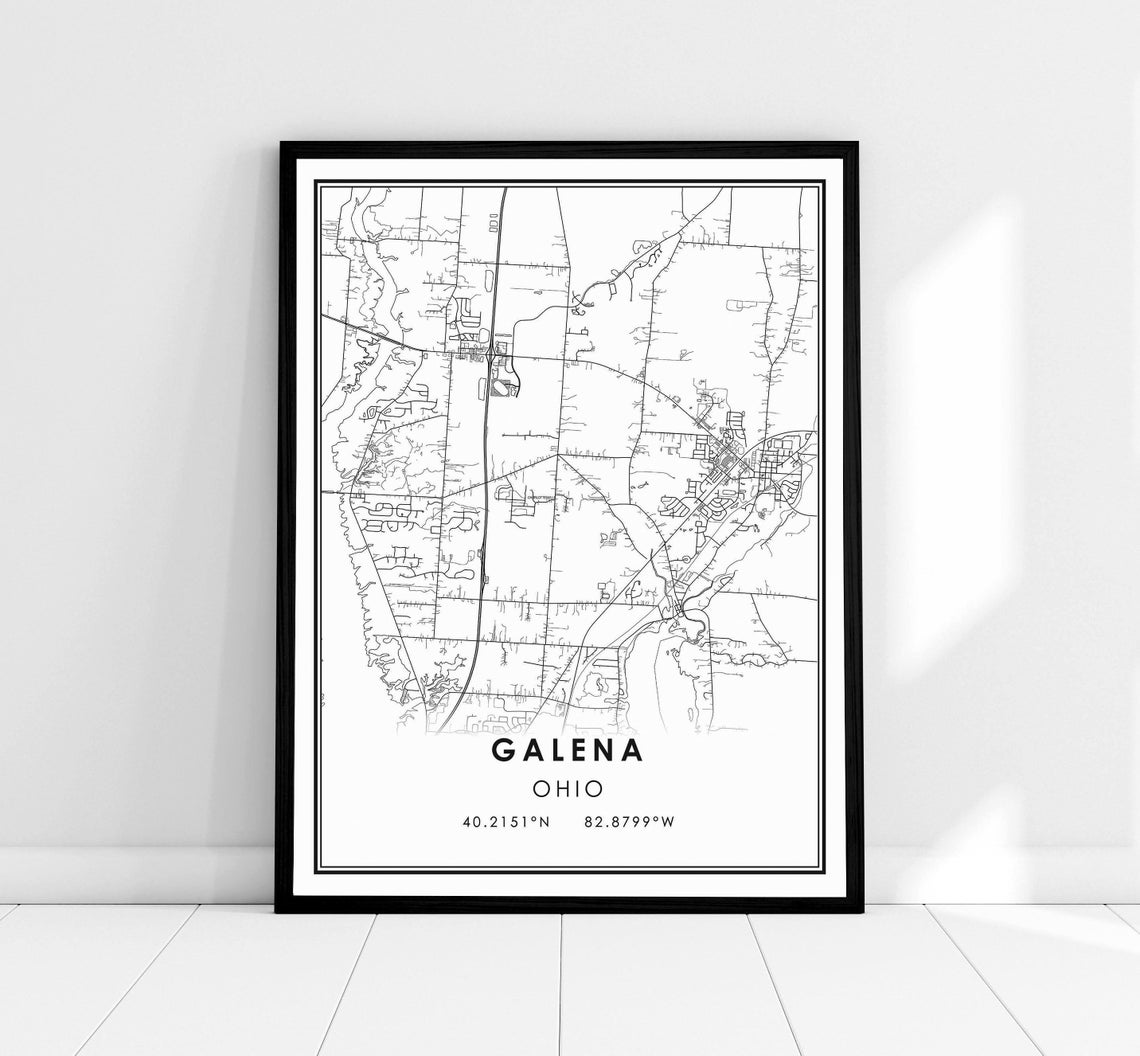 Galena Ohio City Map Line Art Poster Minimalist Home Decor Gift