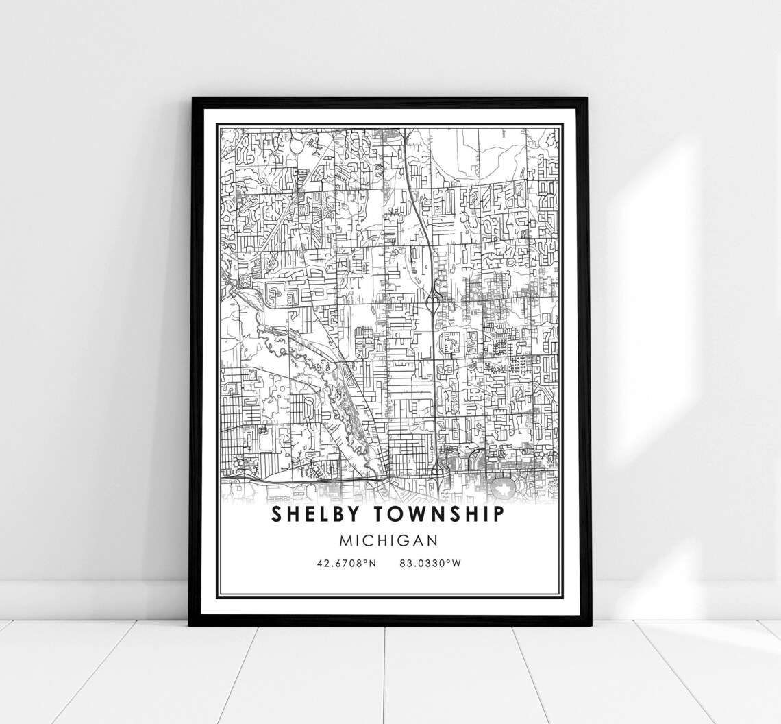 Shelby Township Map Print Poster, Michigan City