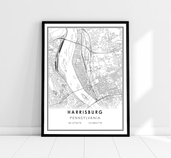 Harrisburg Map Print, Pennsylvania City Travel Poster