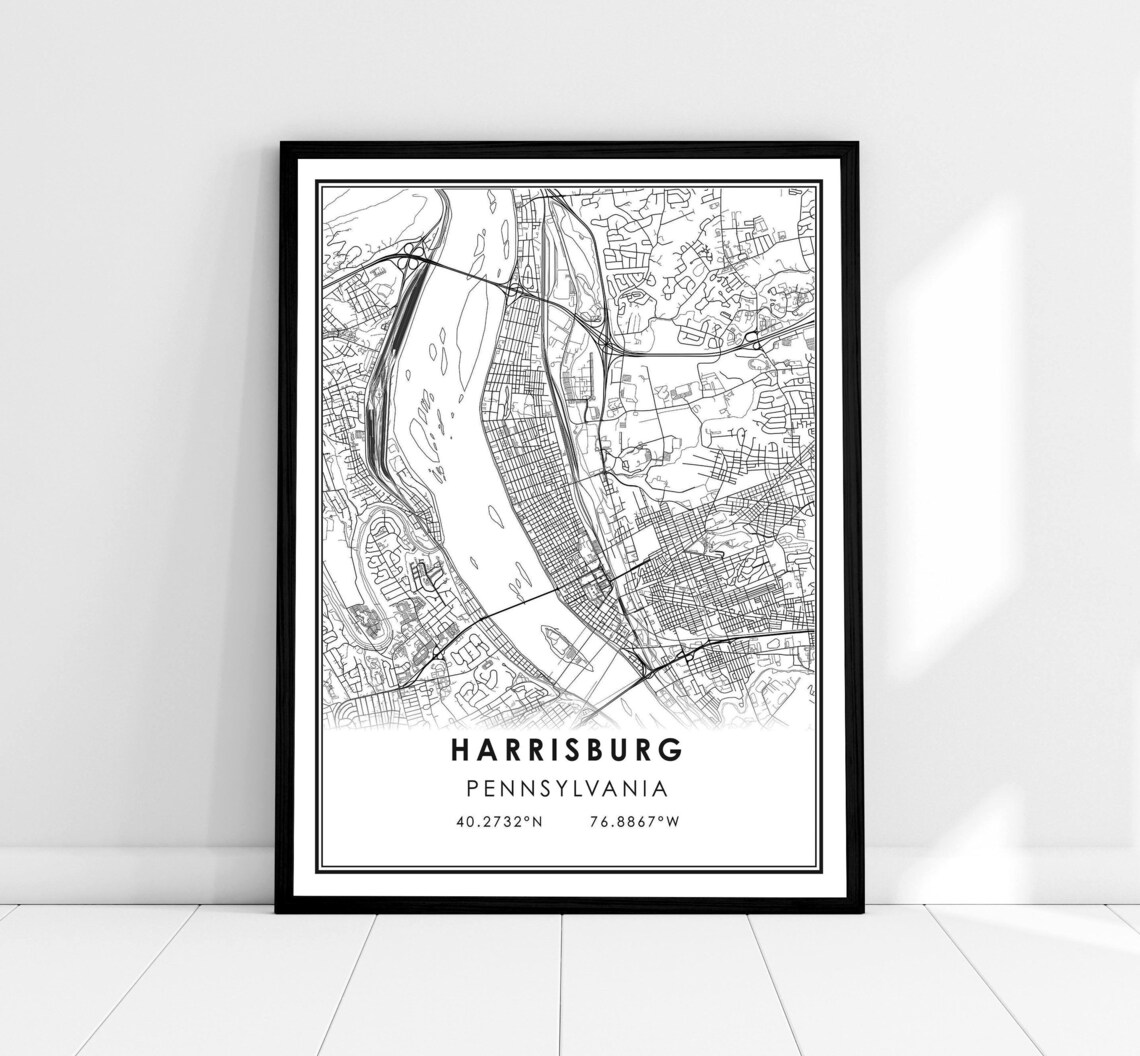 Harrisburg Map Print, Pennsylvania City Travel Poster