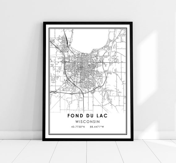 Fond Du Lac Map Poster, Wisconsin City Travel Print