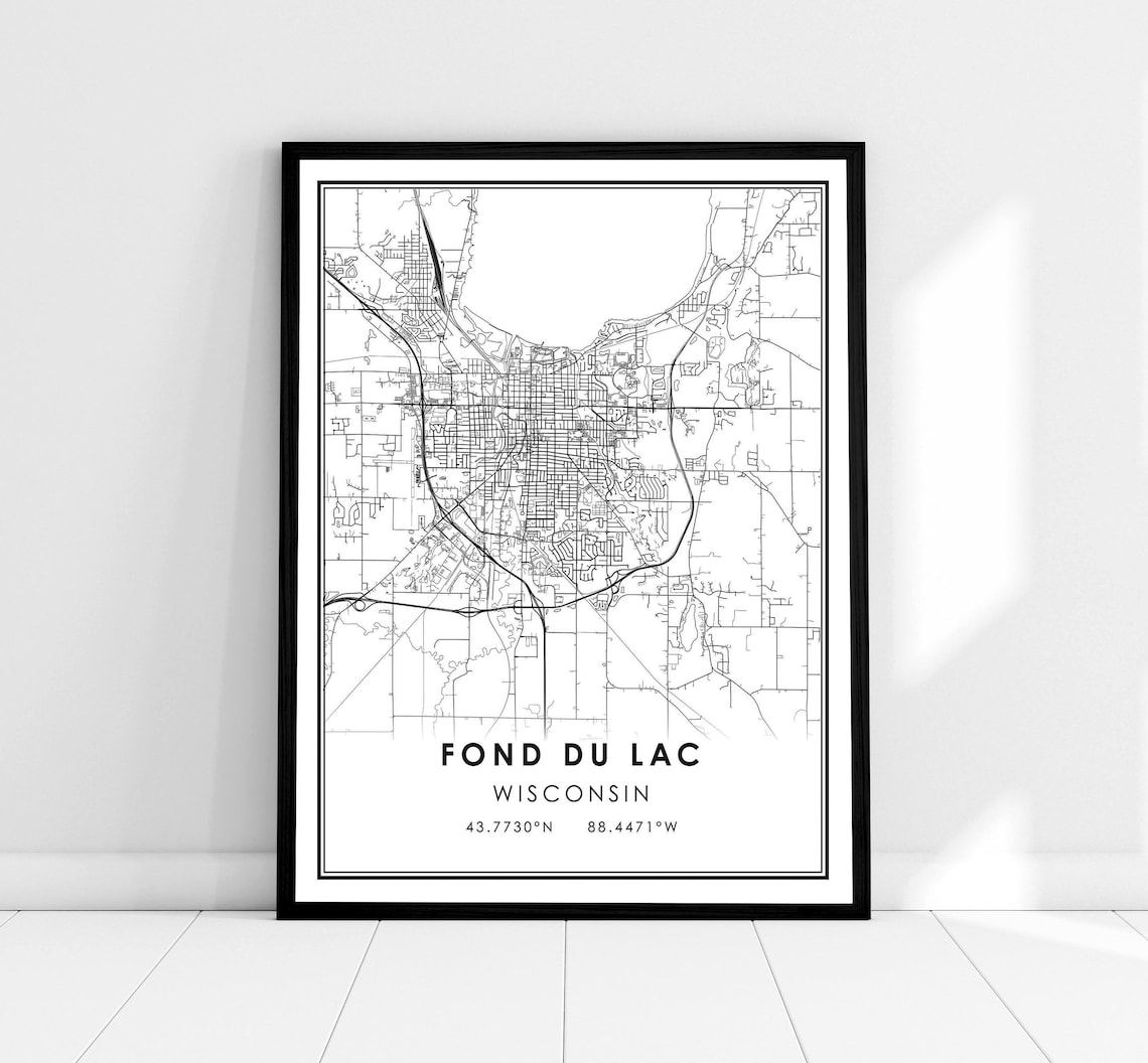 Fond Du Lac Map Poster, Wisconsin City Travel Print