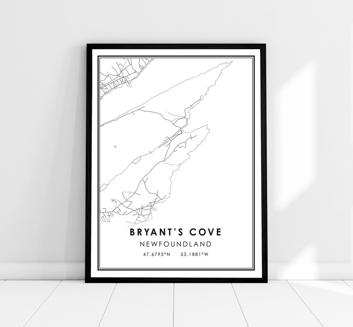 Bryants Cove Newfoundland Minimalist City Map Coordinates Poster