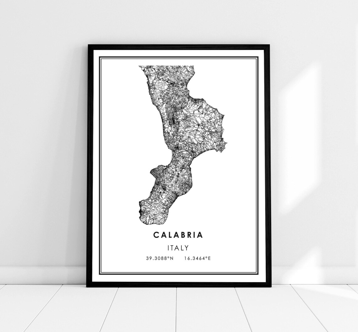 Calabria Map Travel Poster, Italy City Print