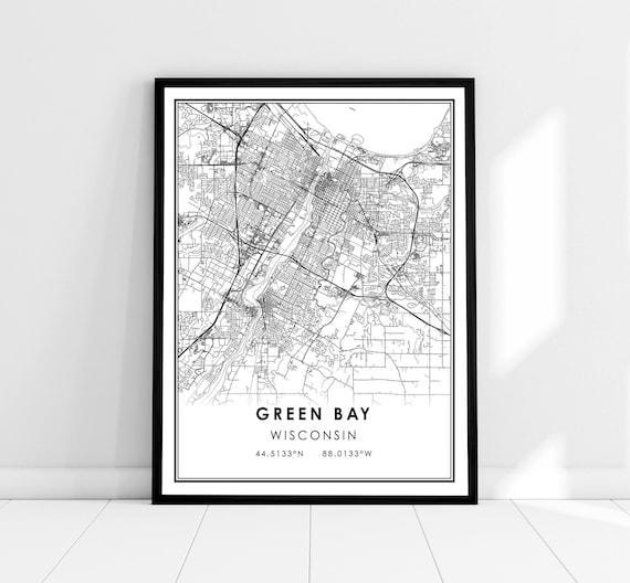 Green Bay Map Print Poster, Wisconsin City
