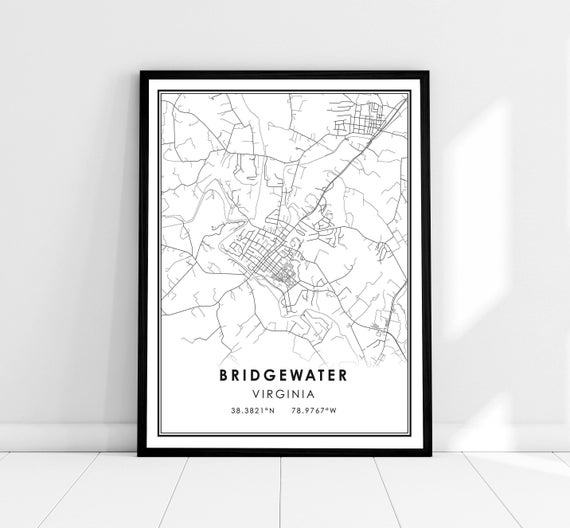 Bridgewater Map Print Poster, Virginia City