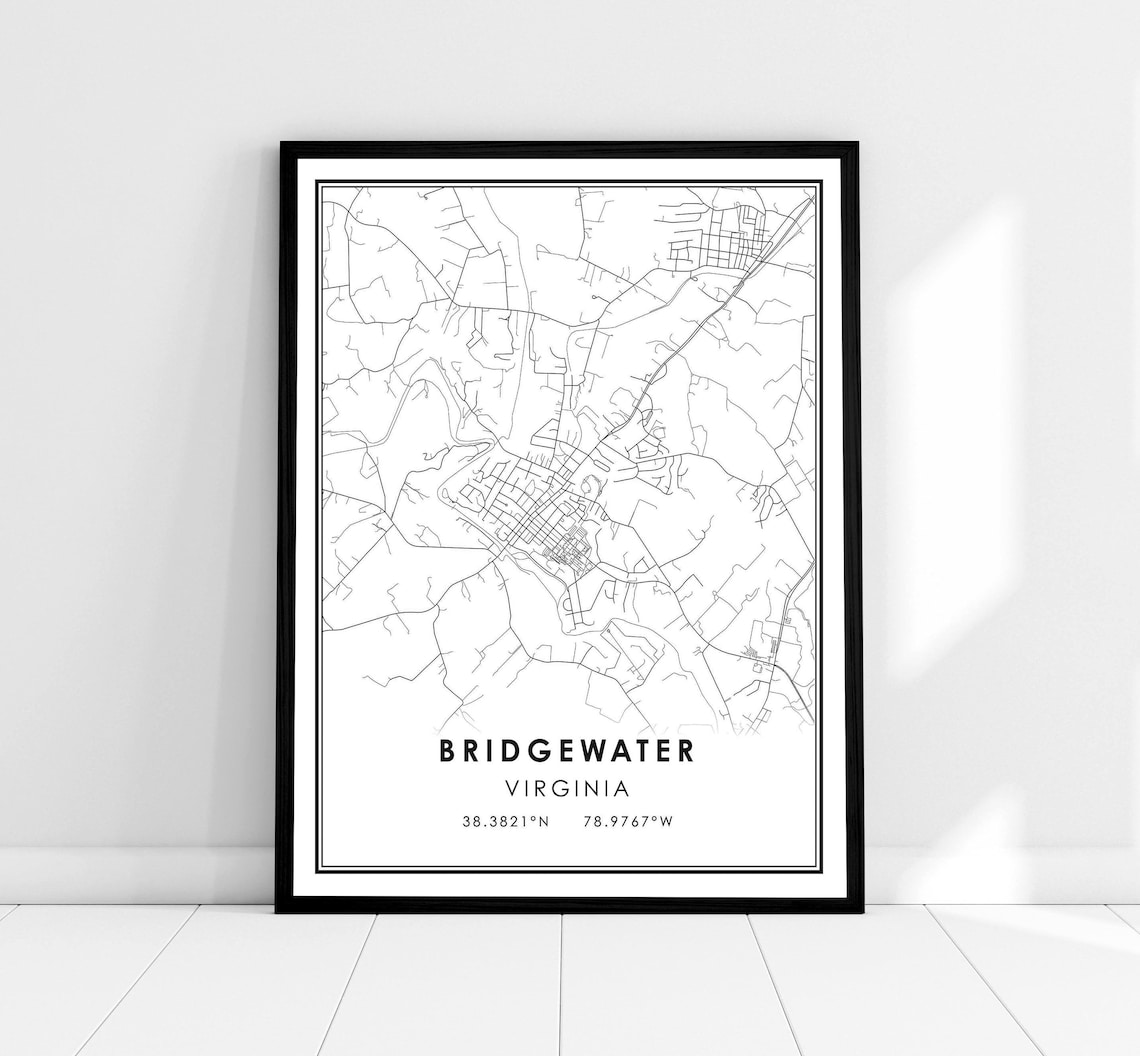 Bridgewater Map Print Poster, Virginia City