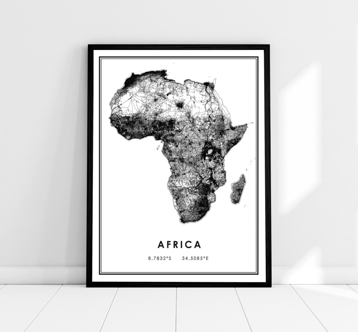 Africa Map Print Poster, Travel Map Decor