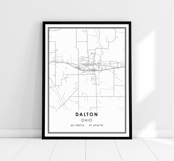 Dalton Ohio Minimalist City Street Map Modern Black And White Poster