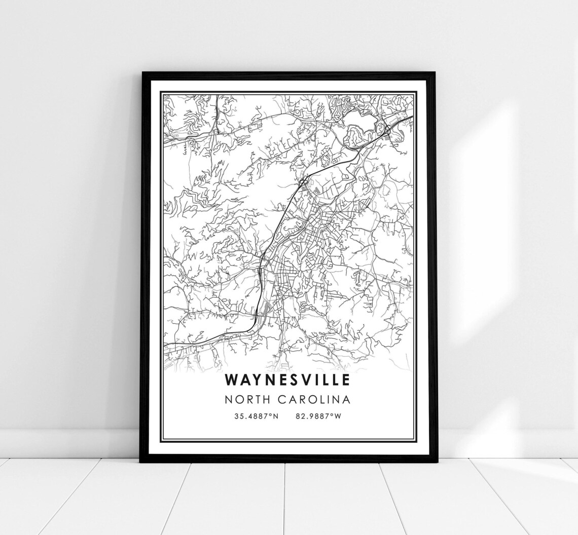 Waynesville Map Print, North Carolina City Poster