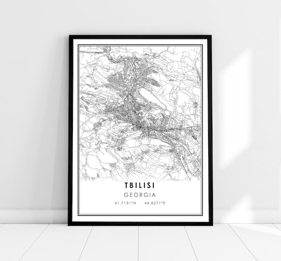Tbilisi Georgia Minimalist Black And White City Street Map Poster