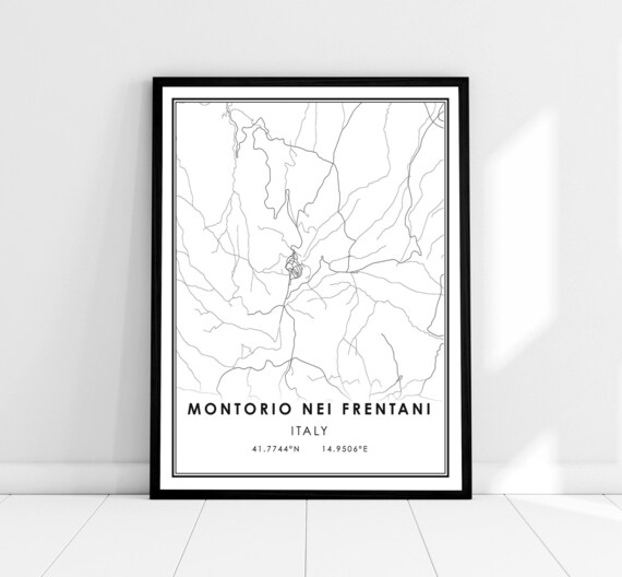 Montorio nei Frentani Italy Street Map Minimalist Black and White Print
