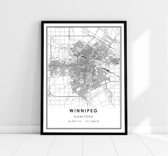 Winnipeg Map Print, Manitoba City Travel Poster