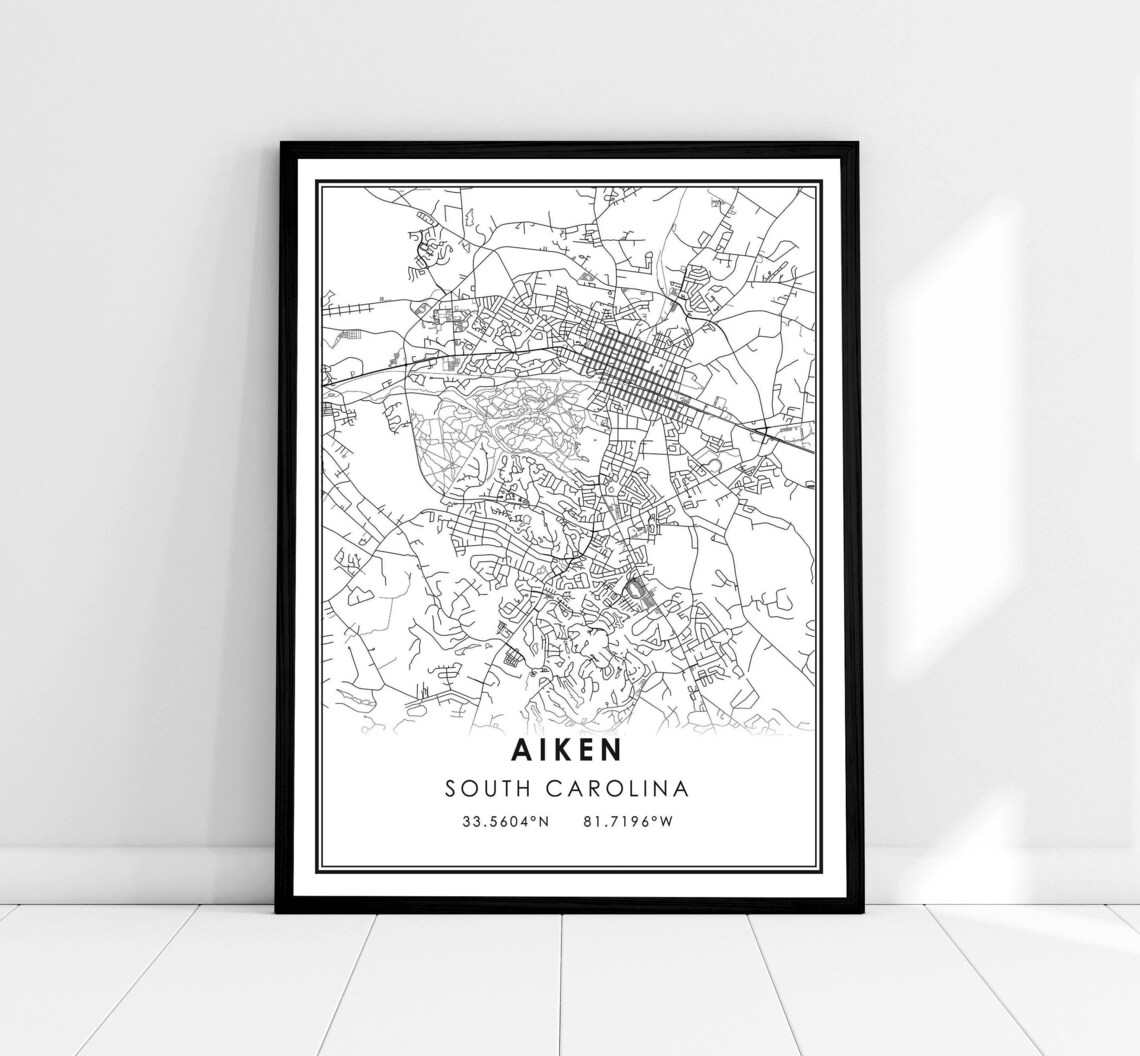 Aiken Map Print, South Carolina City Travel Poster