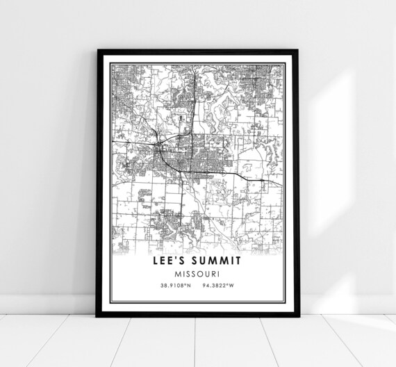 Lees Summit Missouri Minimalist City Street Map Line Art Poster