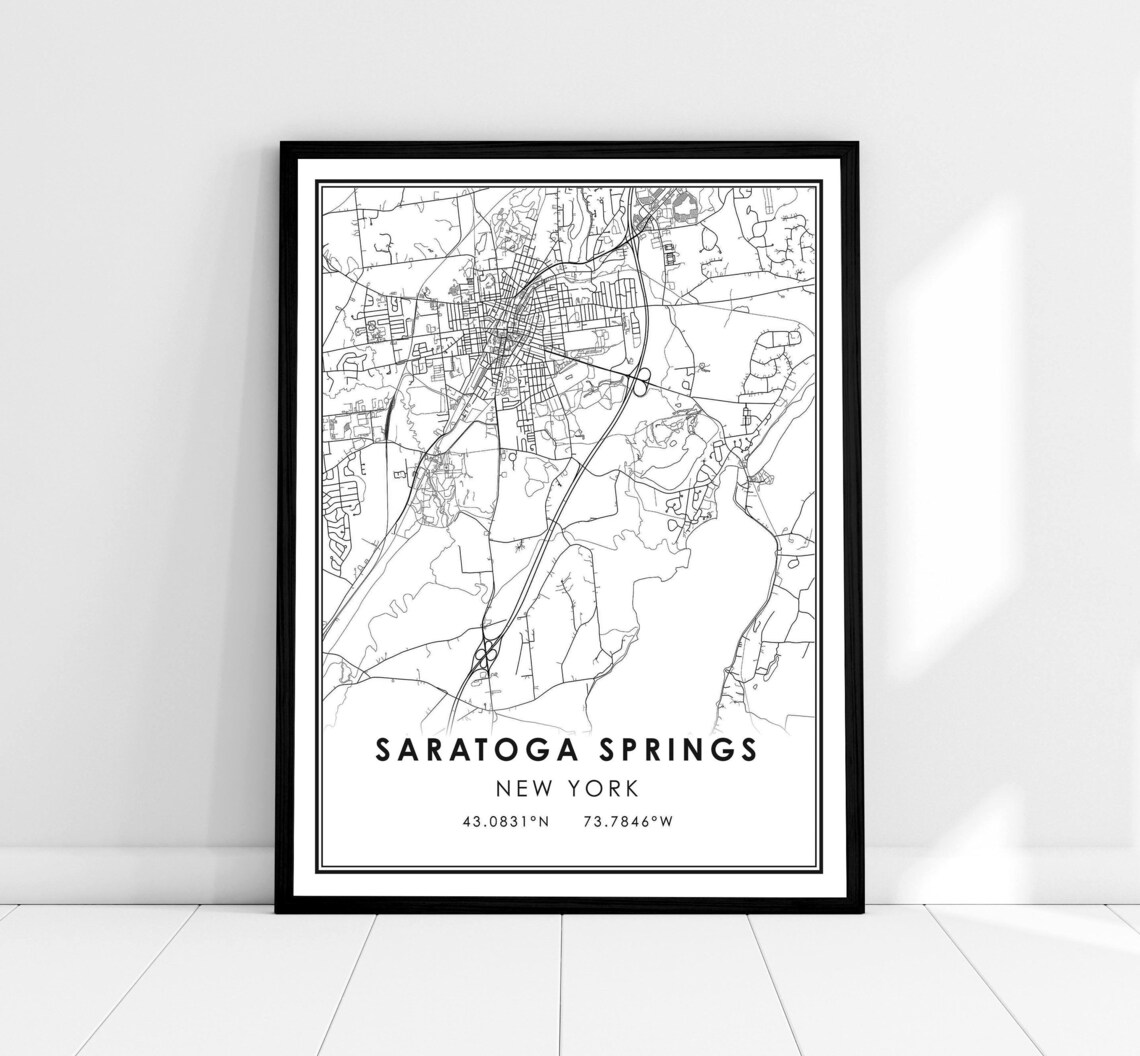 Saratoga Springs Map Poster, City Travel Print