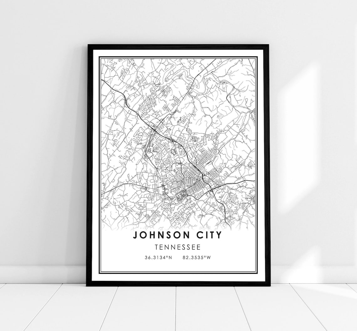 Johnson City Map Print, Tennessee Travel Poster