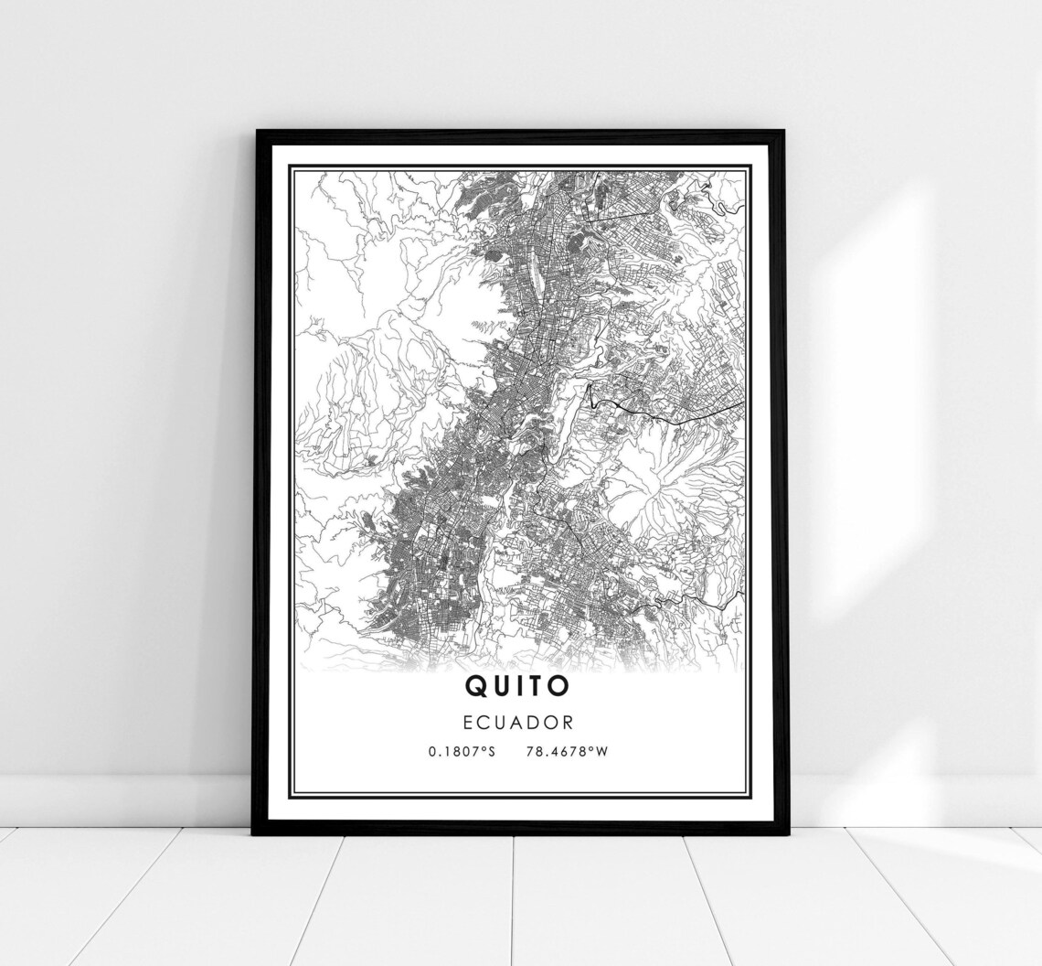 Quito Map Poster, Ecuador City Travel Poster