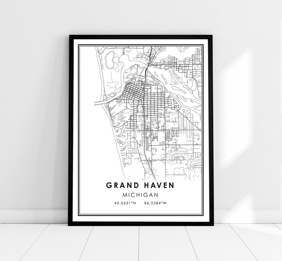 Grand Map Print Poster, Michigan City Travel Map