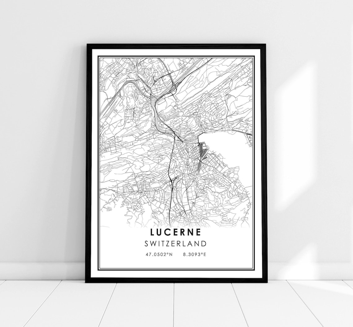 Lucerne Map Print Poster, Switzerland City