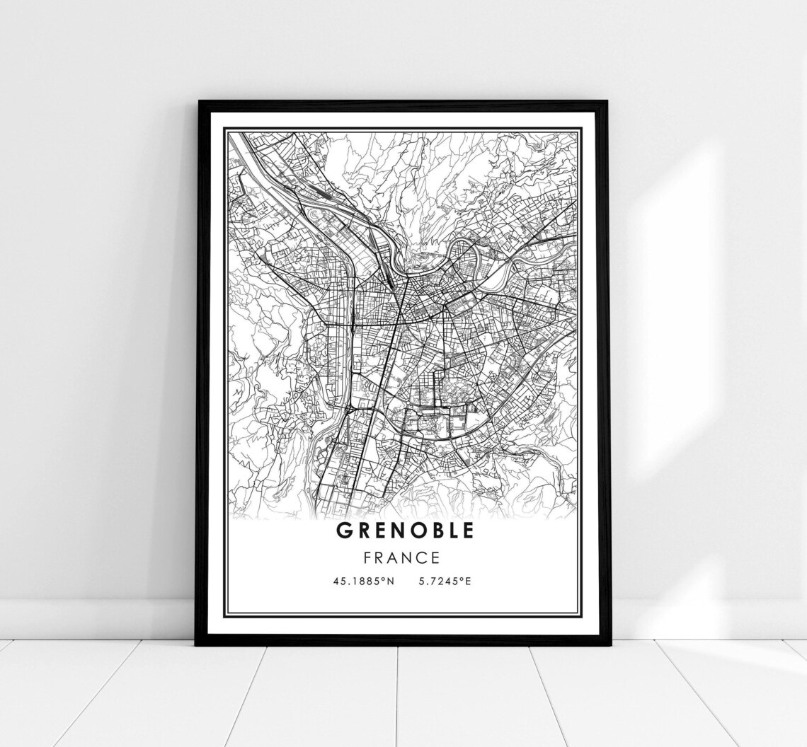 Grenoble Map Print, France City Travel Poster