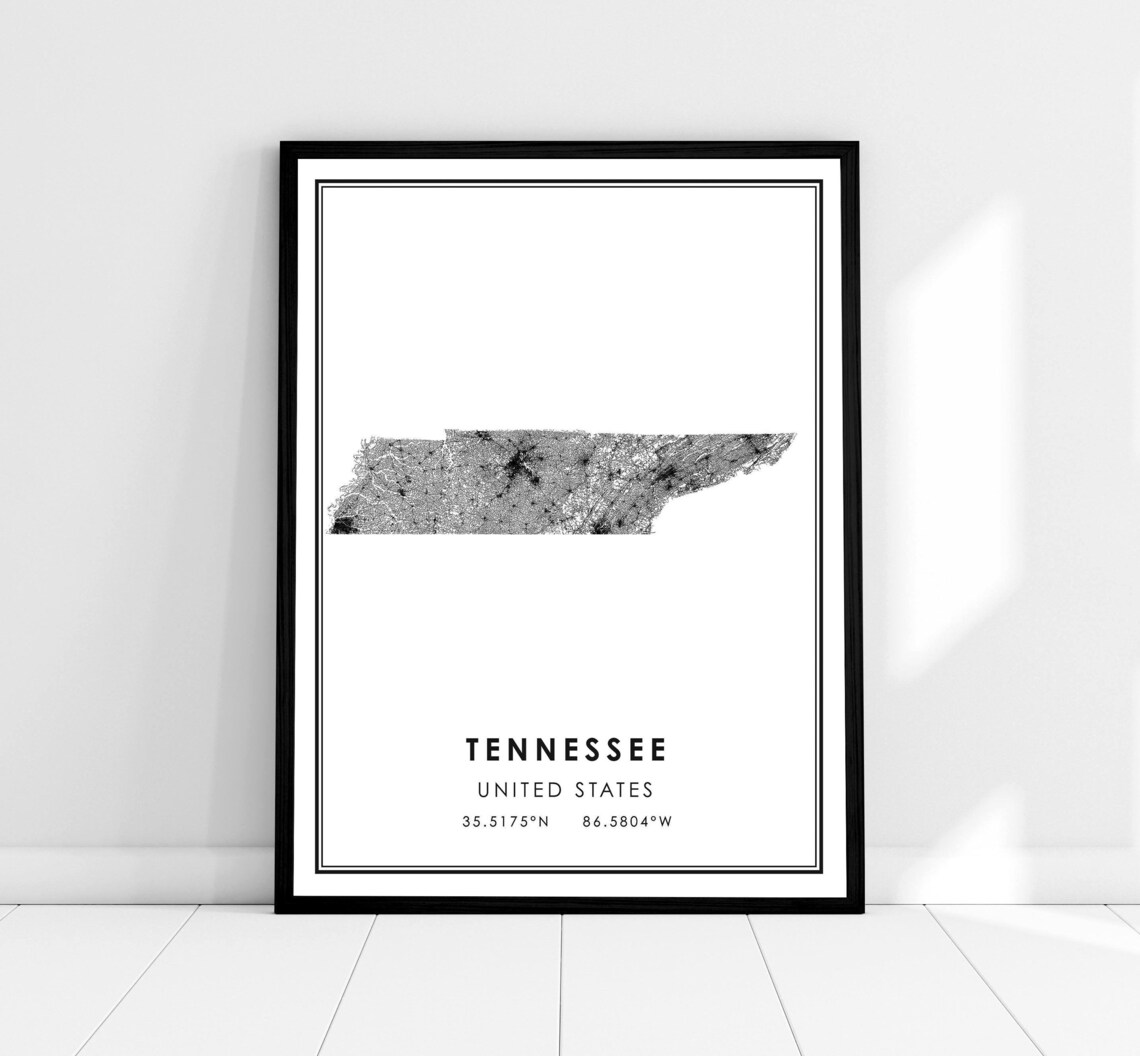 Tennessee Map Travel Poster, United States Road