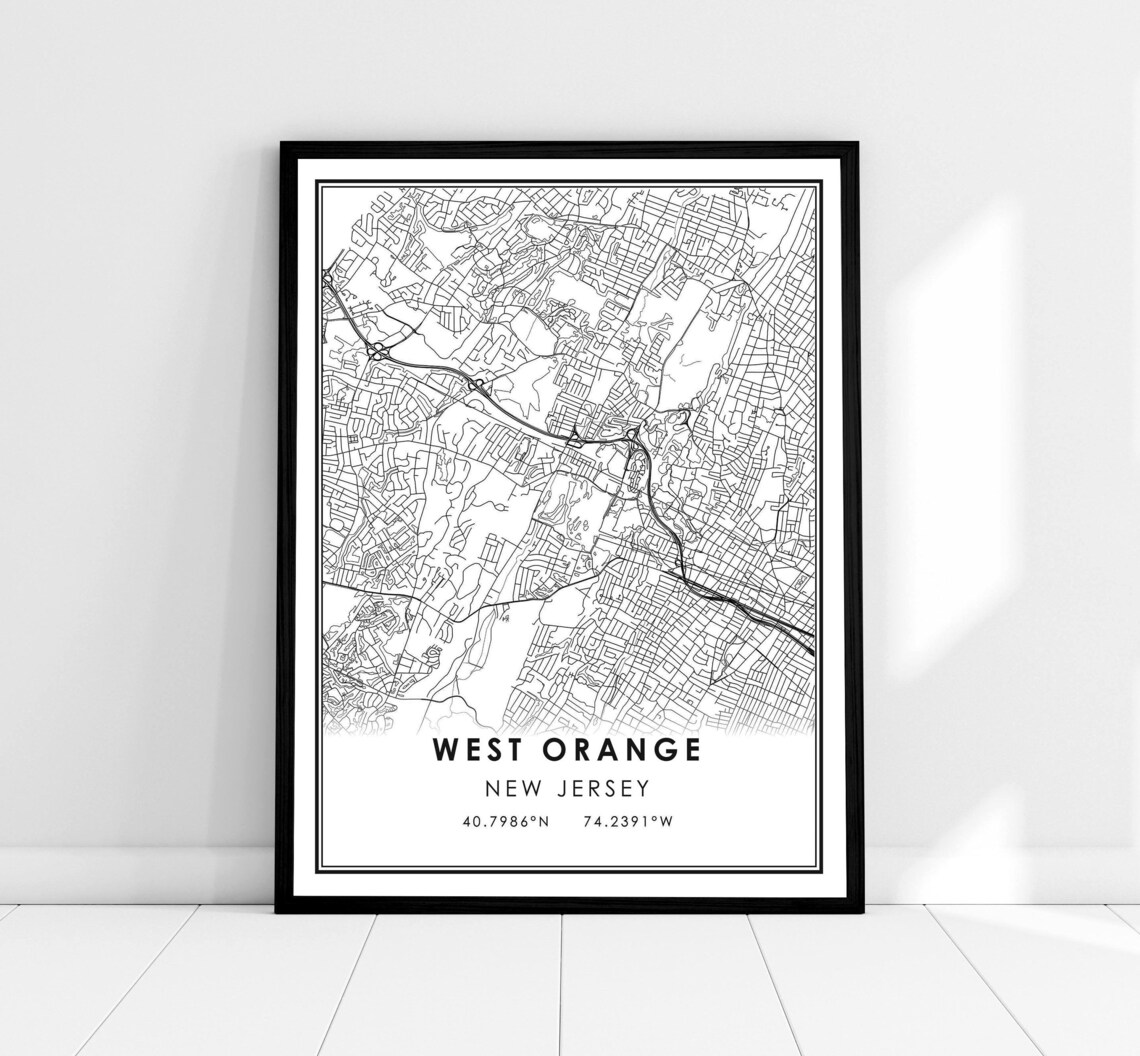 West Orange Map Print Poster, New Jersey City