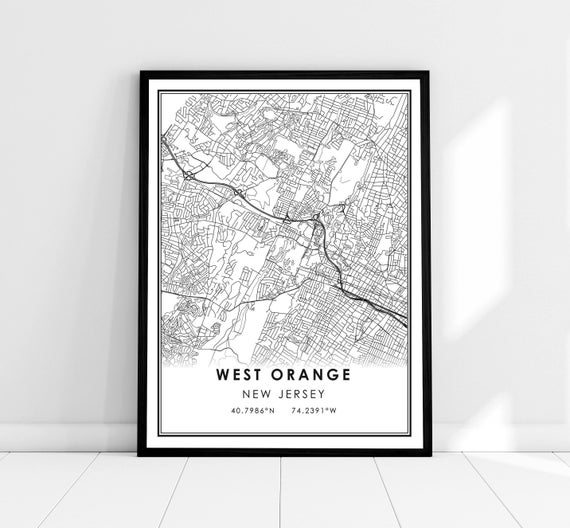 West Orange Map Print Poster, New Jersey City