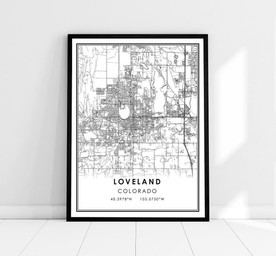 Loveland Map Print, Colorado City Travel Poster