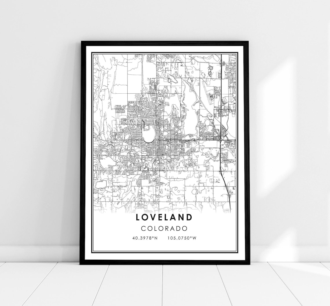 Loveland Map Print, Colorado City Travel Poster