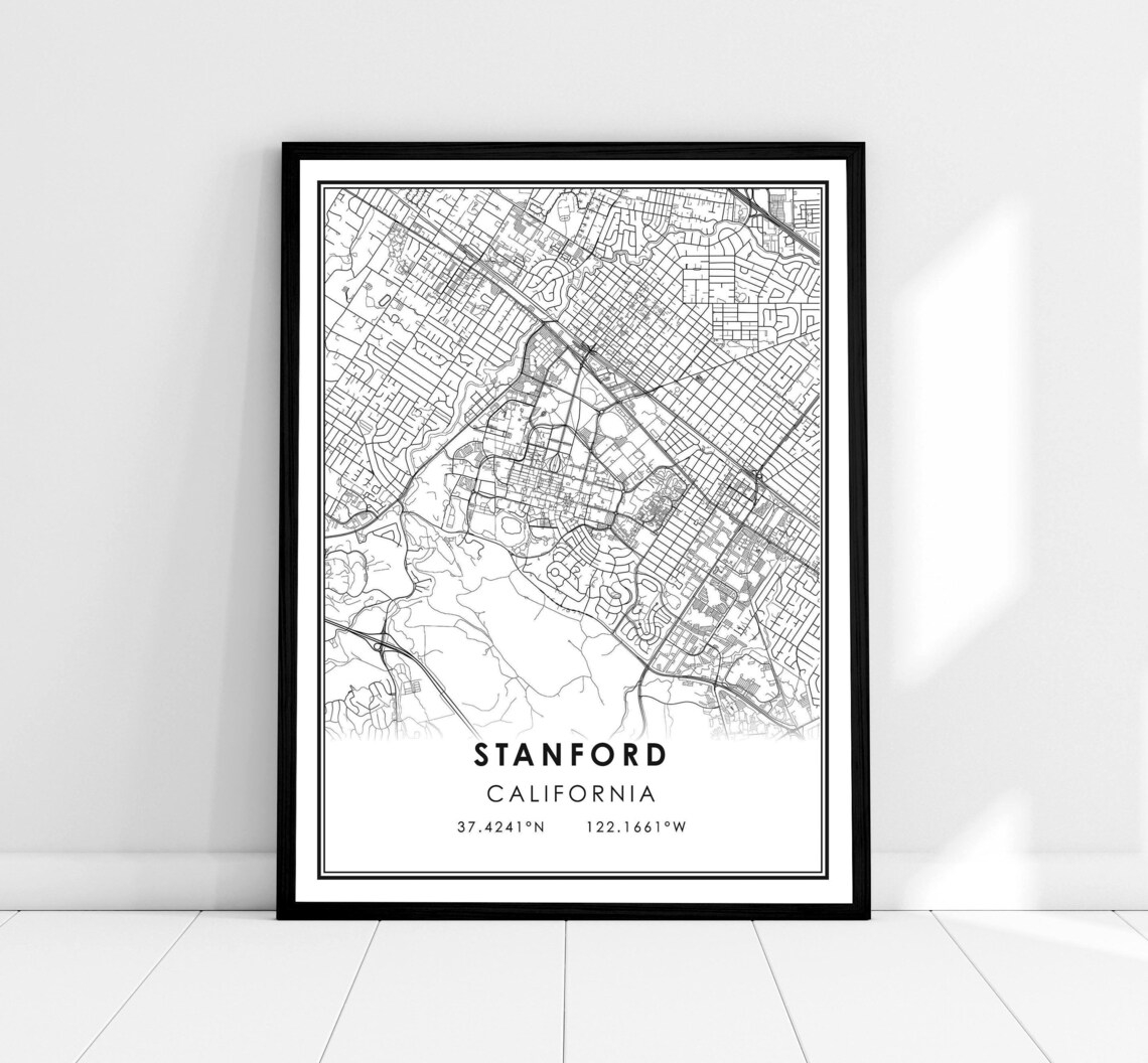 Stanford Map Print, Travel Poster for City Walls