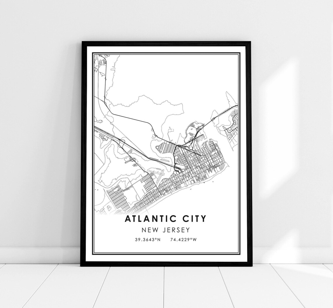 Atlantic City Map Print, New Jersey Travel Poster