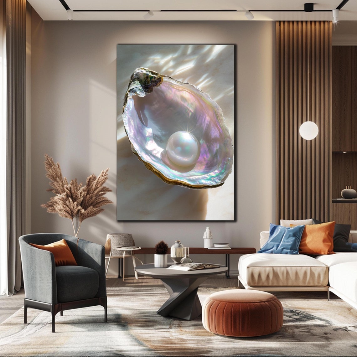 Pearl Inside Iridescent Oyster Shell Soft Light Elegant Art Print