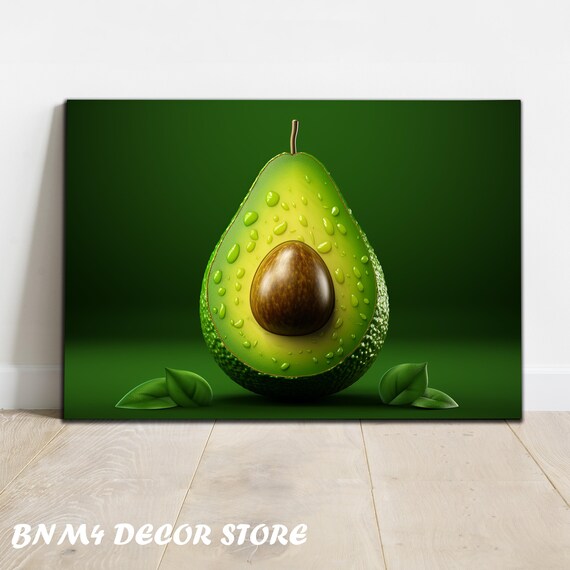 Avocado Tempered Glass Art Avocado Print Decor Food Wall Art Housewarming Gift Extra Large Wall Art Home Decor Kitchen Glass Decor