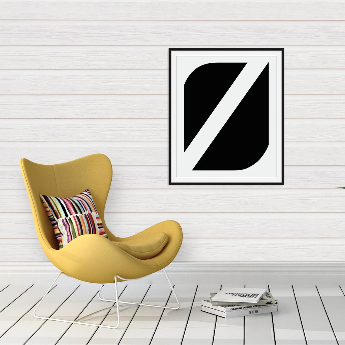 Initial Letter Monogram Black White Serif Gallery Wall Art Trio - Image 2