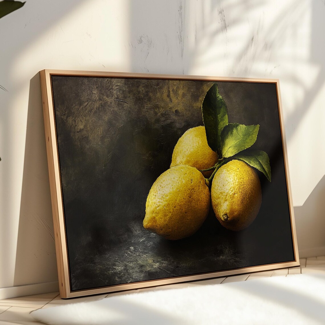 Golden Lemons Still Life, Classic Kitchen Wall Art Print