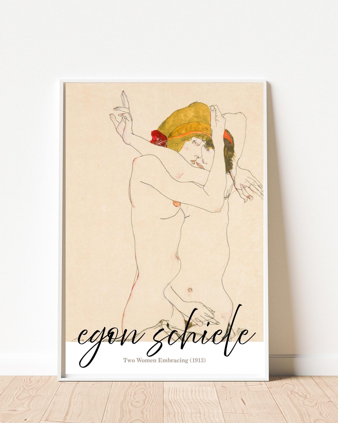 Egon Schiele Two Women Embracing 1913 Expressionist Art Poster