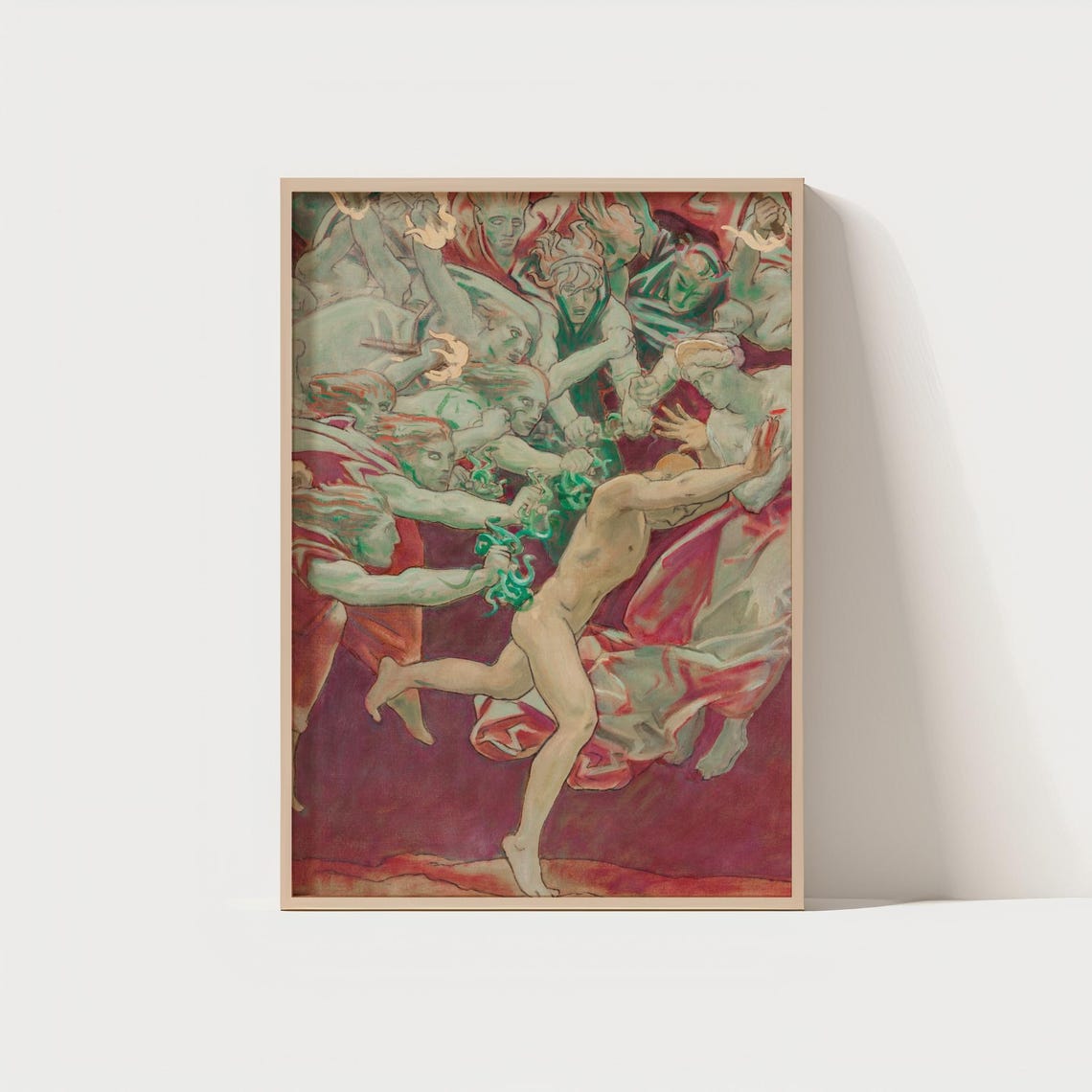 Dramatic Mythological Figures Poster Intense Antique Expressionist Art