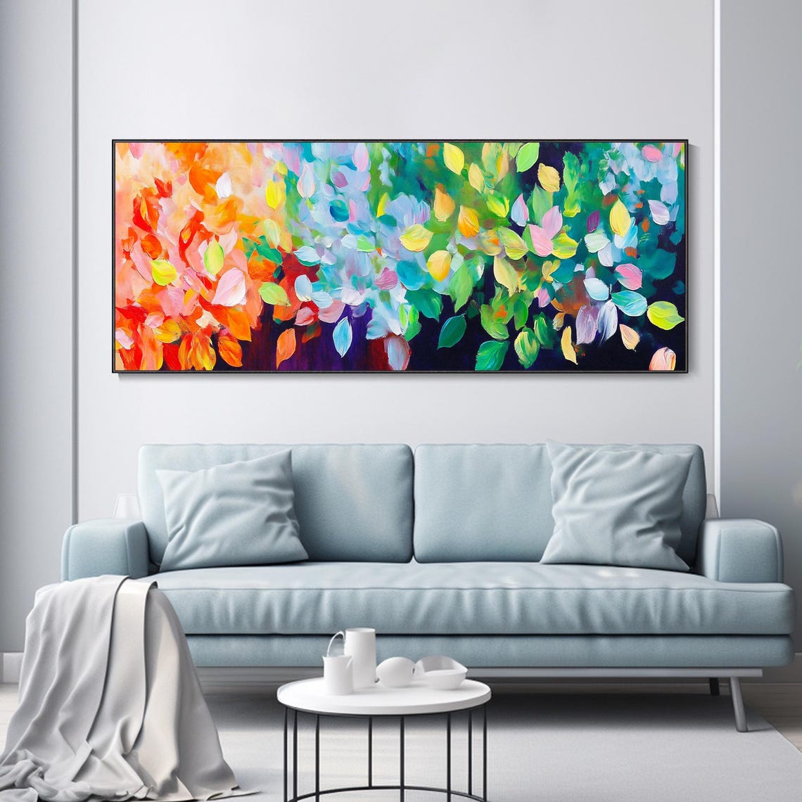 Colorful Abstract Leaves Rain Impasto Palette Knife Art Poster - Image 5