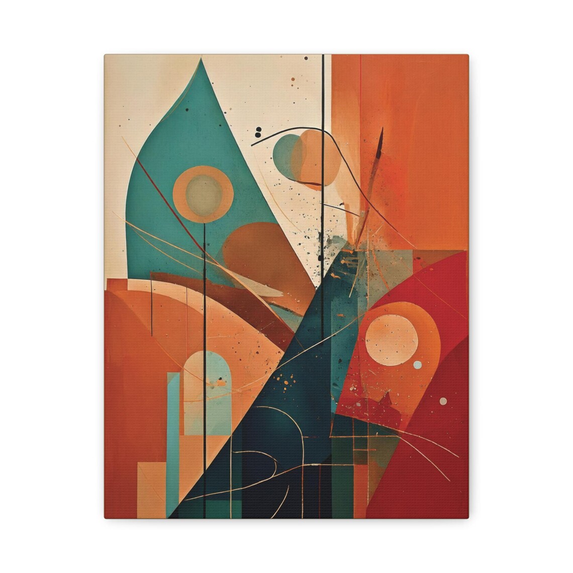 Abstract Terracotta Geometric Design, Minimalist Modern Decor