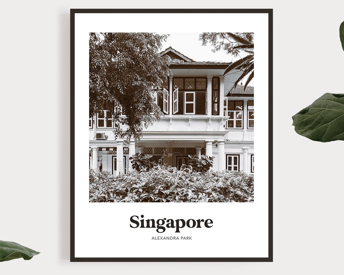 Singapore Alexandra Park Black and White Colonial House Photo Poster