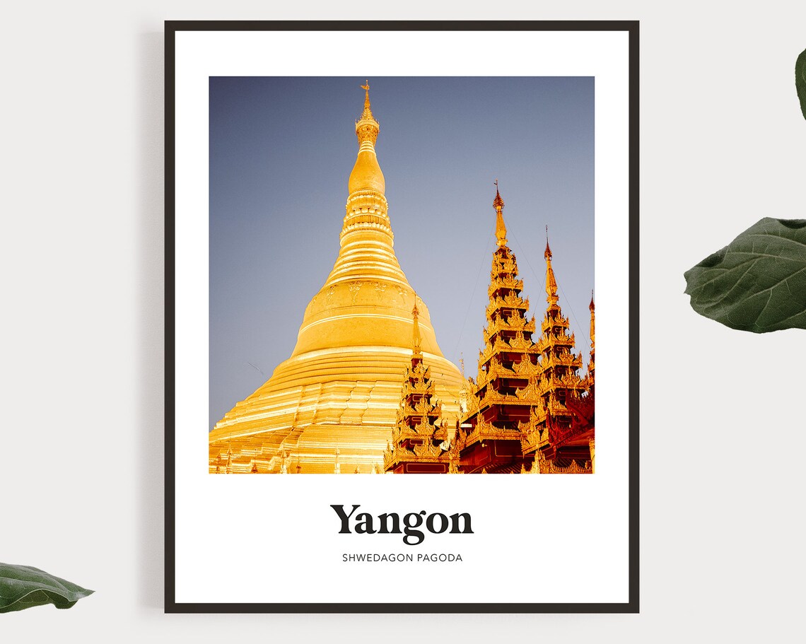 Yangon Shwedagon Pagoda Golden Stupa Photography Travel Poster
