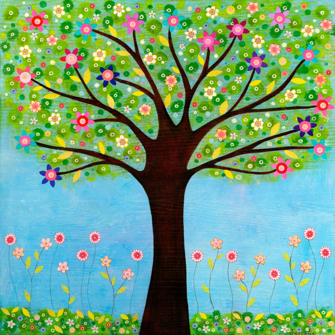 Tree Art Print Large Art Print Sunlight Tree Art Tree Painting Tree Wall Art Home Decor Large Tree Painting Large Painting